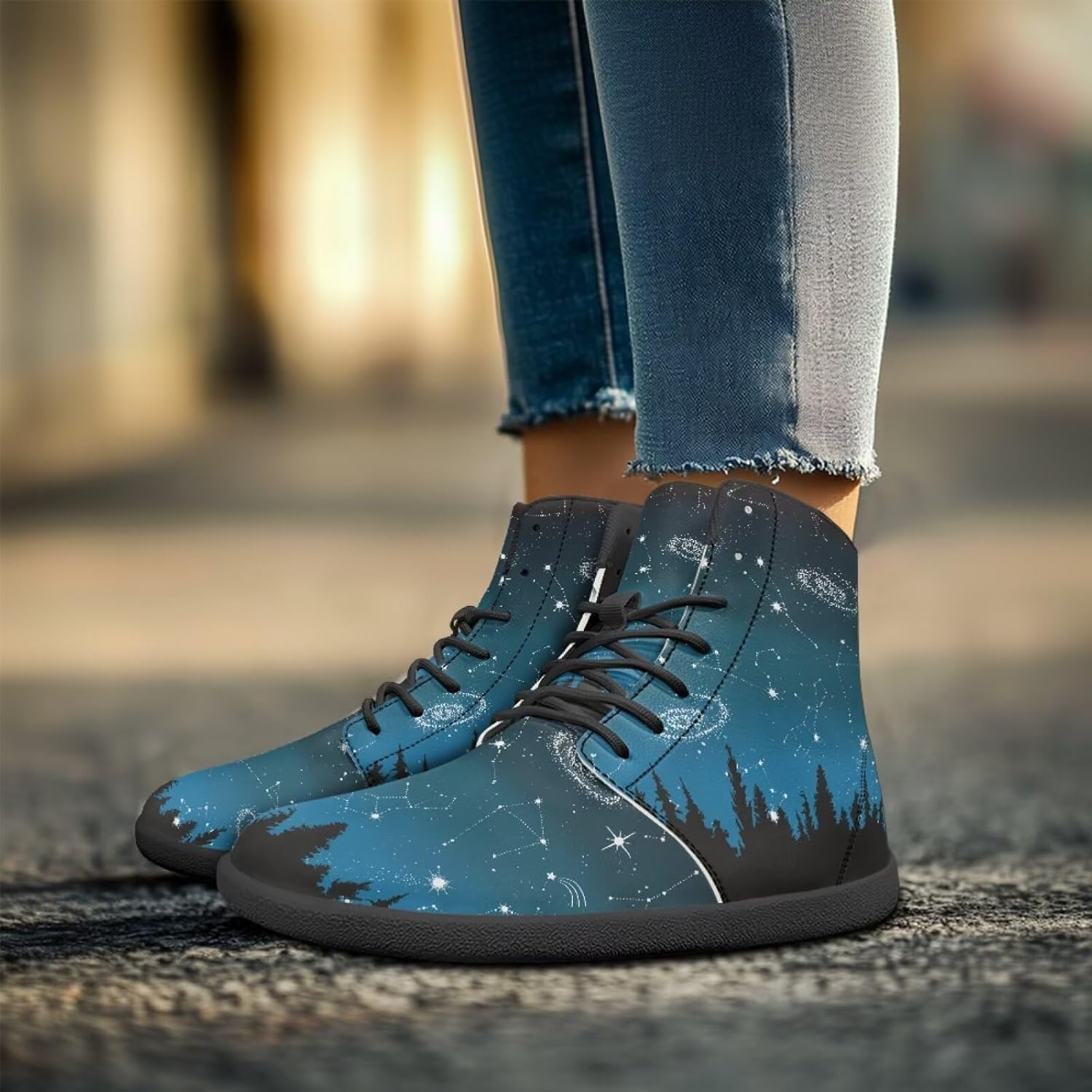 Охотничьи ботинки Binienty Barefoot для мужчин и женщин, водонепроницаемые, из искусственной кожи, высокие, с поддержкой лодыжки, спортивная обувь, Galaxy Forest — фото 4