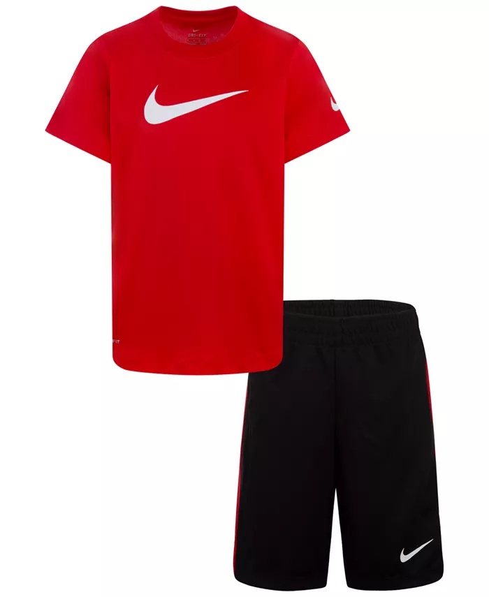 

Футболка и шорты Dri-FIT Swoosh для мальчиков, комплект из 2 предметов Nike, красный