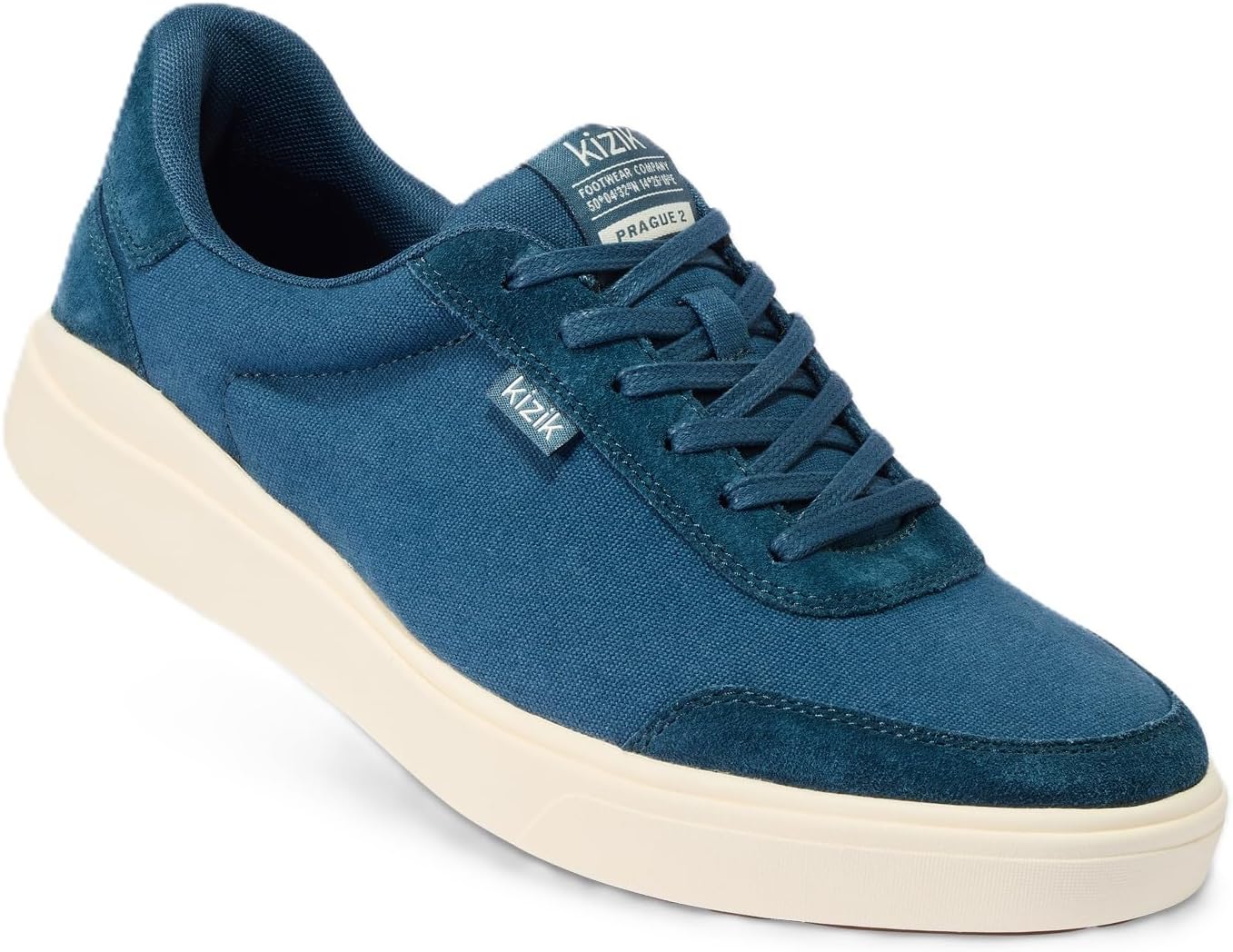 

Кроссовки Kizik Slip On: Prague 2 - стиль корт, 4-сторонний эластичный холст с замшевыми деталями, повседневная обувь для мужчин, удобство без использования рук - мужская обувь широкого размера, Reflecting Pond