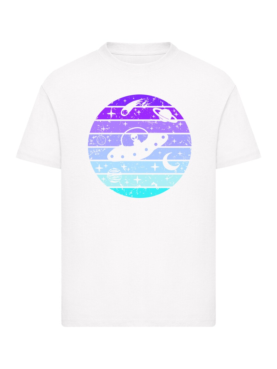 

Рубашка F4NT4STIC Retro Alien Weltraum Sonnenuntergang, белый