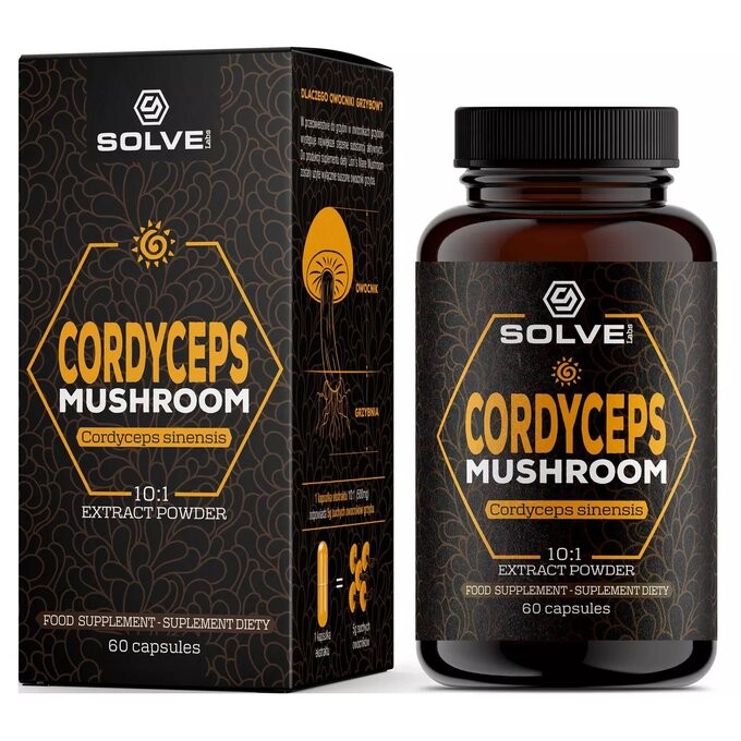 

SolveLabs Кордицепс (Cordyceps sinensis) 10:1 Экстракт, Биологически активная добавка, 60 капсул Inna Marka