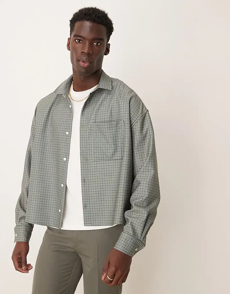 

Объемная рубашка оверсайз в зеленую клетку ASOS DESIGN