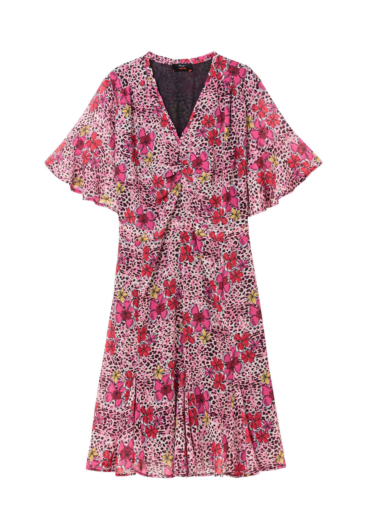 

Платье с короткими рукавами и поясом Sheego, цвет Pink Gemustert