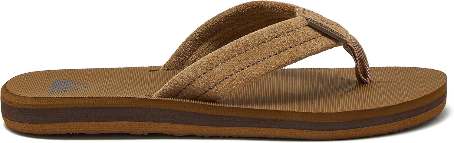 Детские шлепанцы Quiksilver Carver Suede с фиксирующим ремешком, Tan - Solid — фото 2