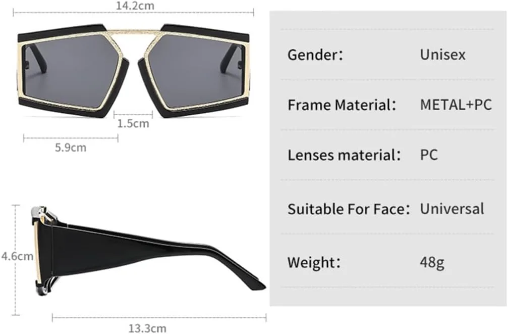 

Большие солнцезащитные очки для женщин в винтажном стиле с зеркальными линзами, мужские солнцезащитные очки с защитой от УФ-излучения UV400 SZVVBKK, Black Gold