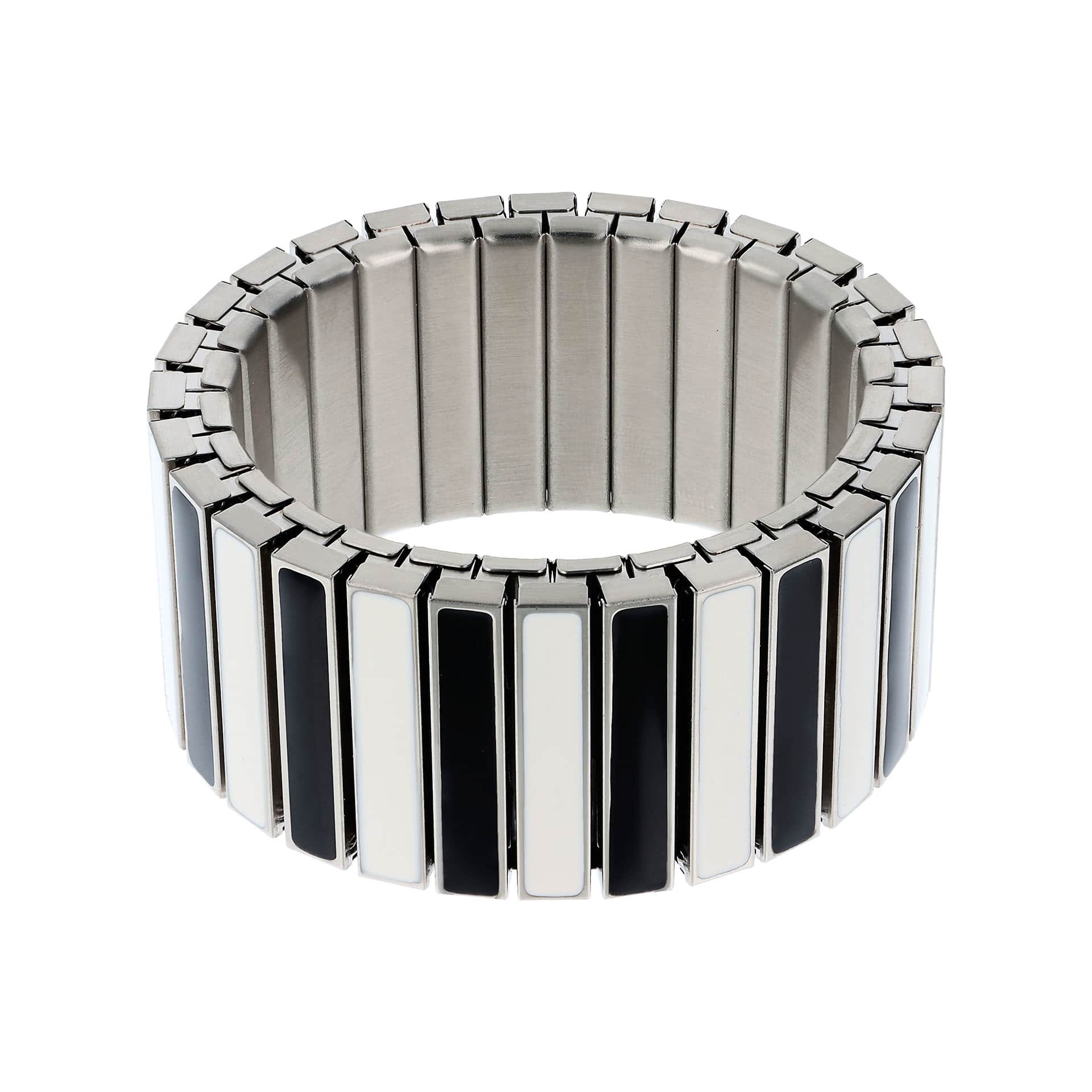 

Autentica - эластичный браслет с черно-белой эмалью Autentica, стальной