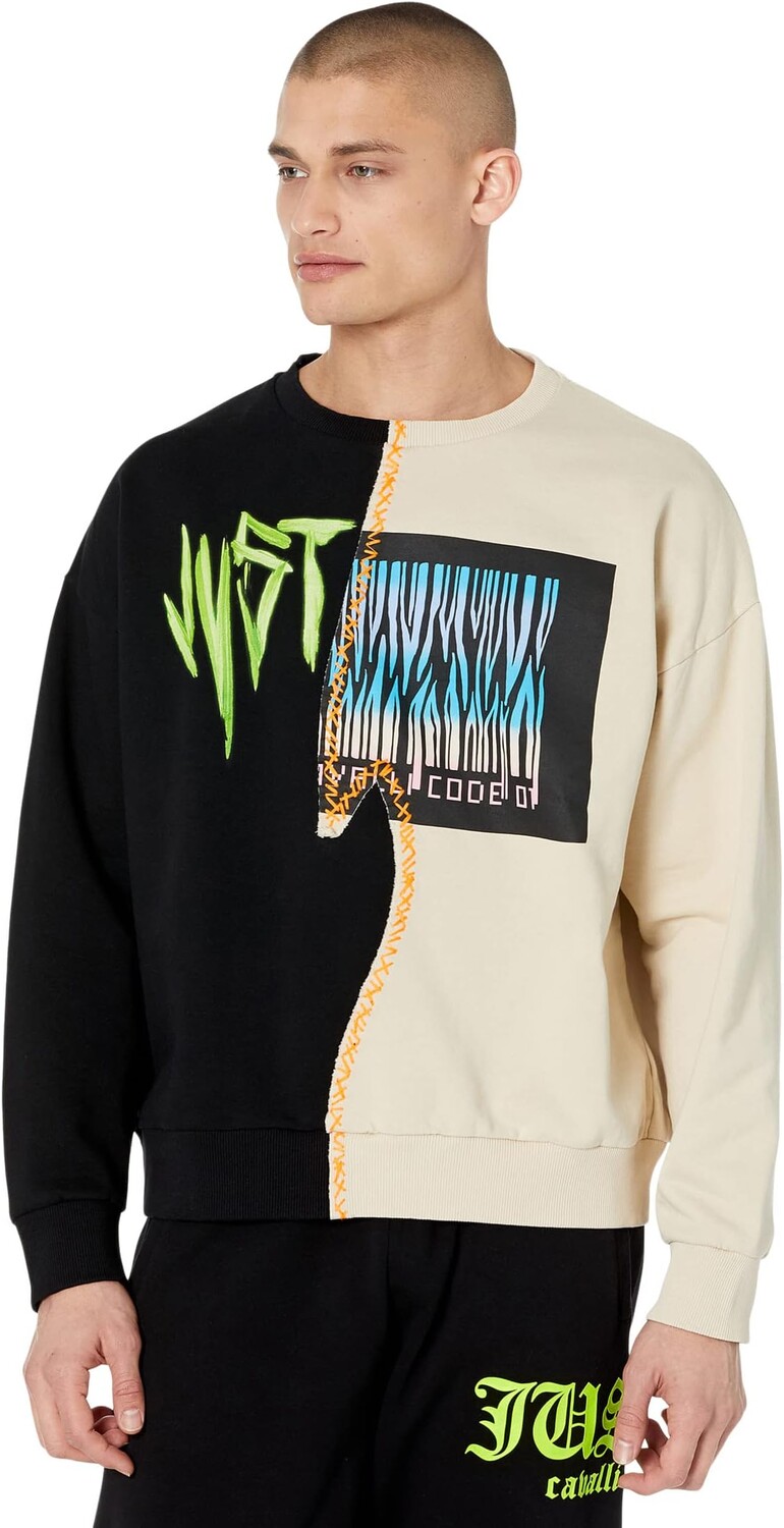 

Толстовка Just Cavalli Liquid Logo/Just Code Crew Sweat, цвет Black/Ivory