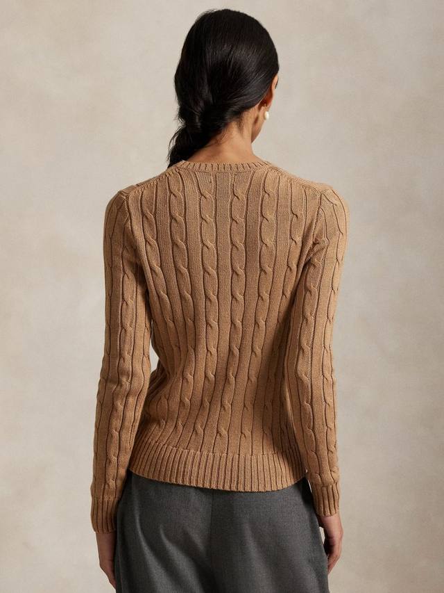 Поло свитер с кабельной вязкой и круглым вырезом Ralph Lauren, Brown — фото 2