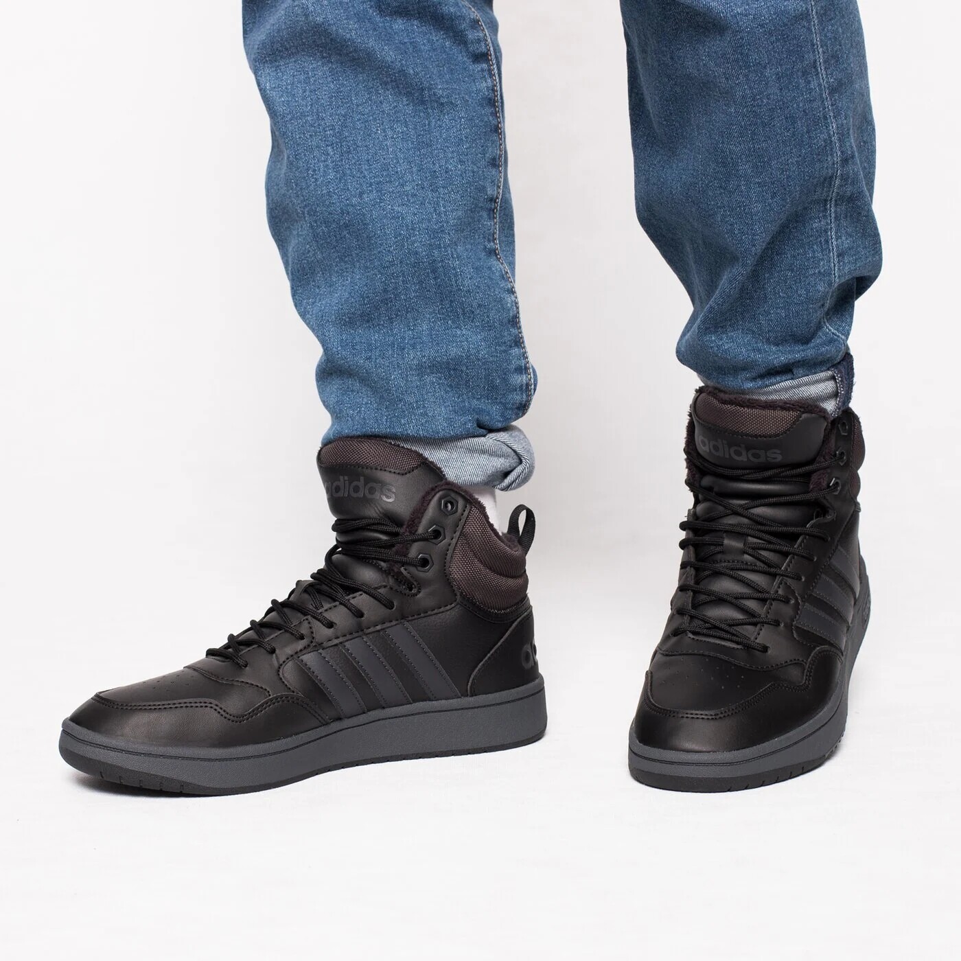 Кроссовки Adidas Hoops 3.0 Mid, черный — фото 4