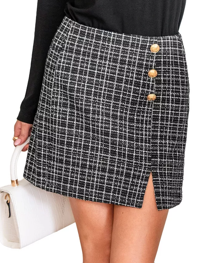 

Женская клетчатая мини-юбка Upper East Side Cupshe, черный