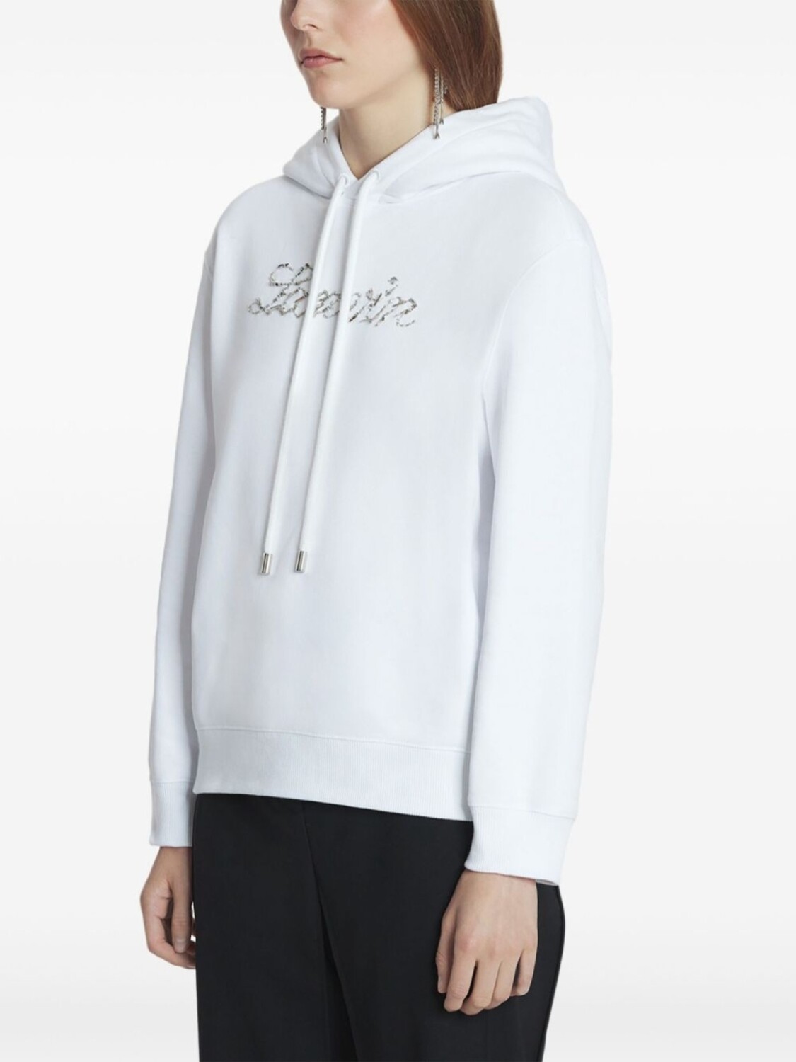 Толстовка с капюшоном и логотипом Lanvin с пайетками, белый — фото 3