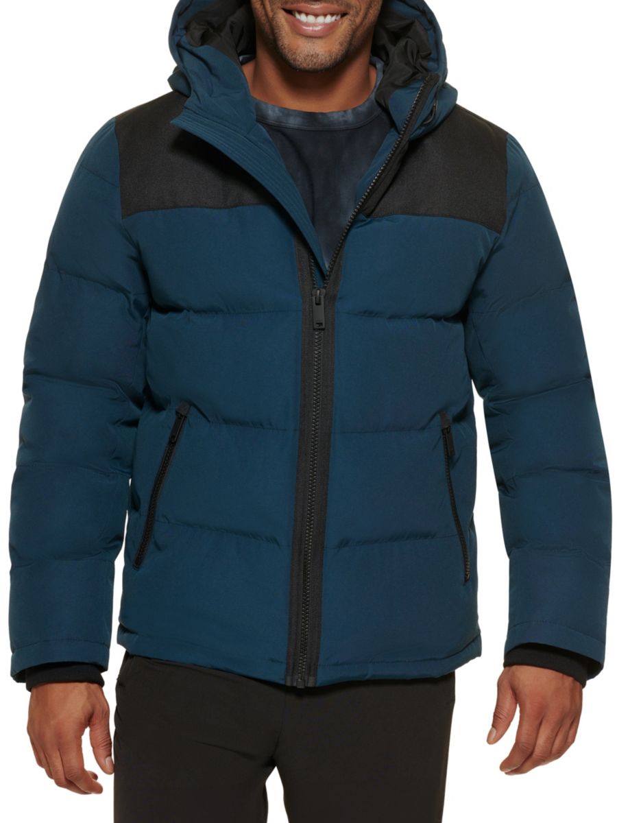 

Классический крой, пуховик с капюшоном и логотипом DKNY, цвет Blue Steel, Синий, Классический крой, пуховик с капюшоном и логотипом DKNY, цвет Blue Steel