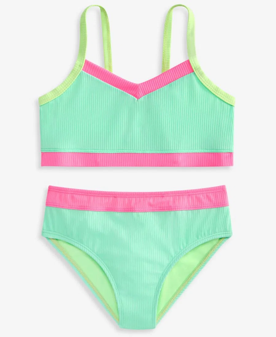 Детский купальник (7-16 лет), двухсекционный, с цветными блоками Breaking Waves, мультиколор