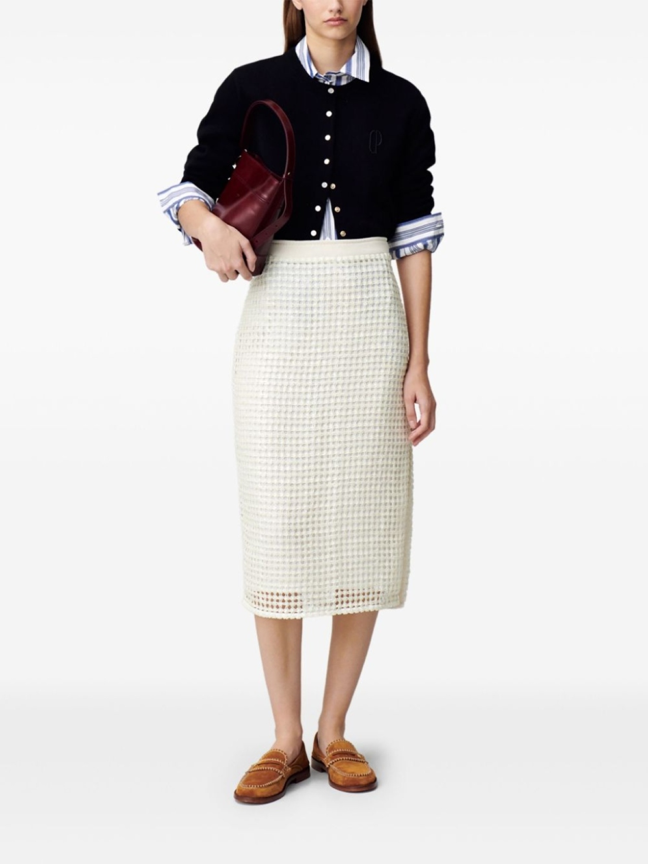 

Claudie Pierlot юбка миди в технике кроше, белый