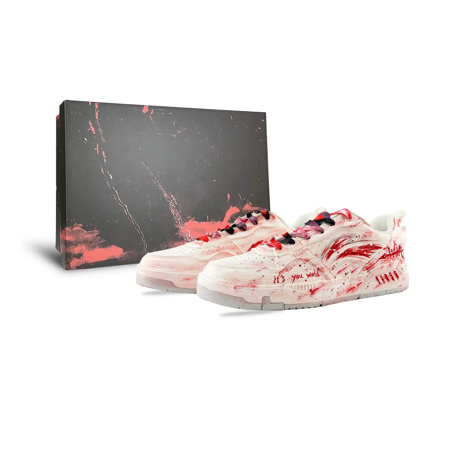 

LINING ЛиНинг Юань Чу противоскользящие износостойкие низкие скейтерские кроссовки мужские красно-белые [красная коробка], цвет Red White[Red Box]