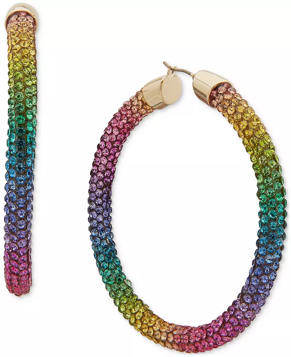 

Крупные серьги-кольца с паве золотистого оттенка, 2,2 дюйма Emily In Paris, rainbow