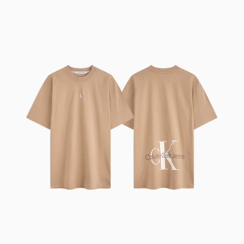 

Футболка хлопковая Calvin Klein Jeans с короткими рукавами и принтом букв, белый