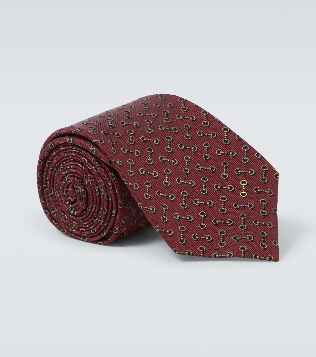 

Шелковый галстук с жаккардовым узором Horsebit Gucci, Bordeaux/Light Brown