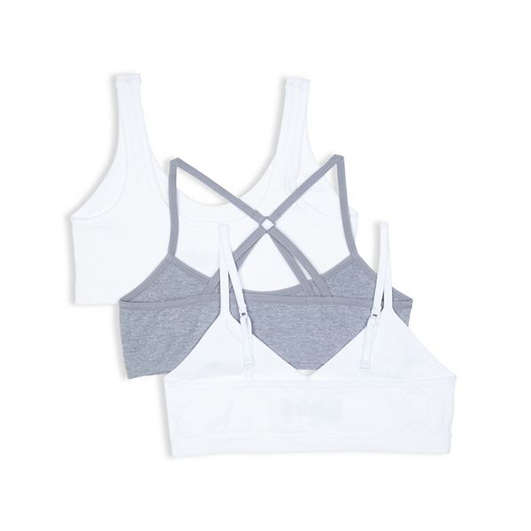 Девчачий набор из 3 бесшовных бюстгальтеров 7-16 Hanes, White Gray — фото 2
