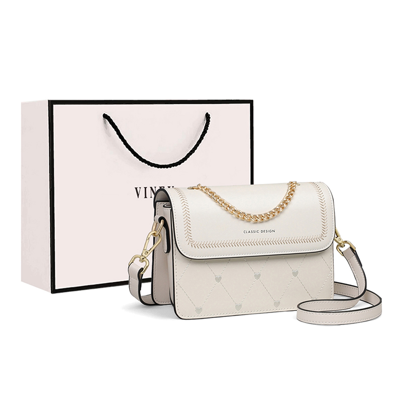 

VINEY Кожаная маленькая квадратная сумка через плечо на ремне обычная женская экрю, Ecru