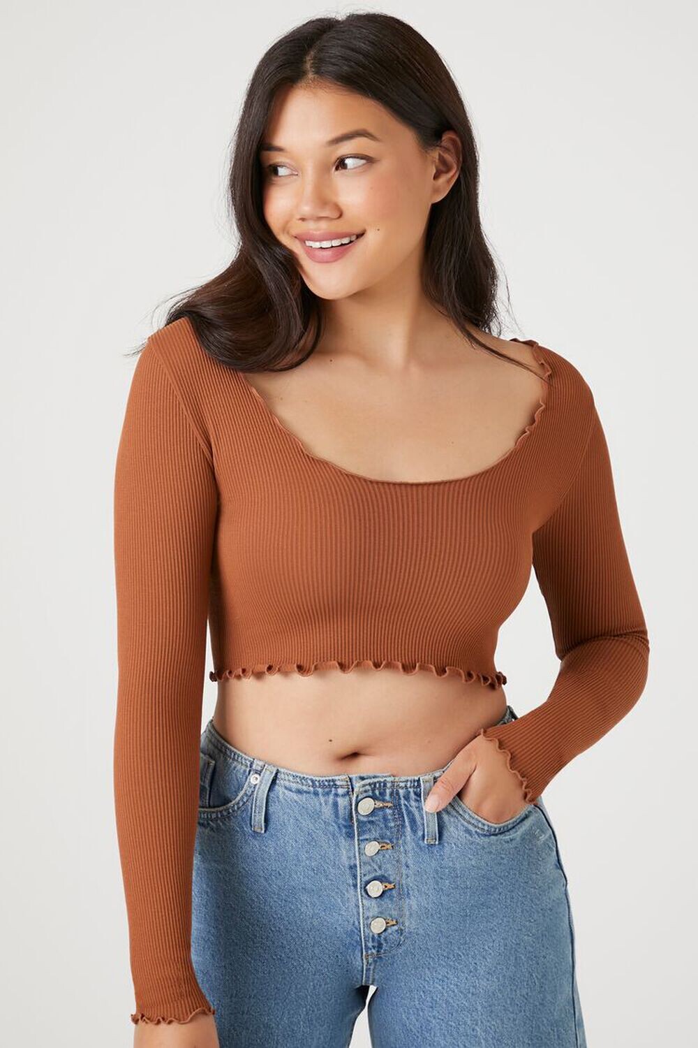 

Бесшовный укороченный топ с салатовыми краями Forever 21