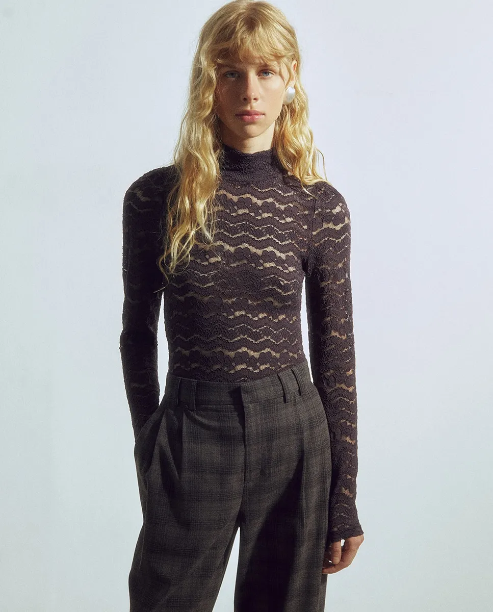 

Кружевная футболка Sfera, бордовый