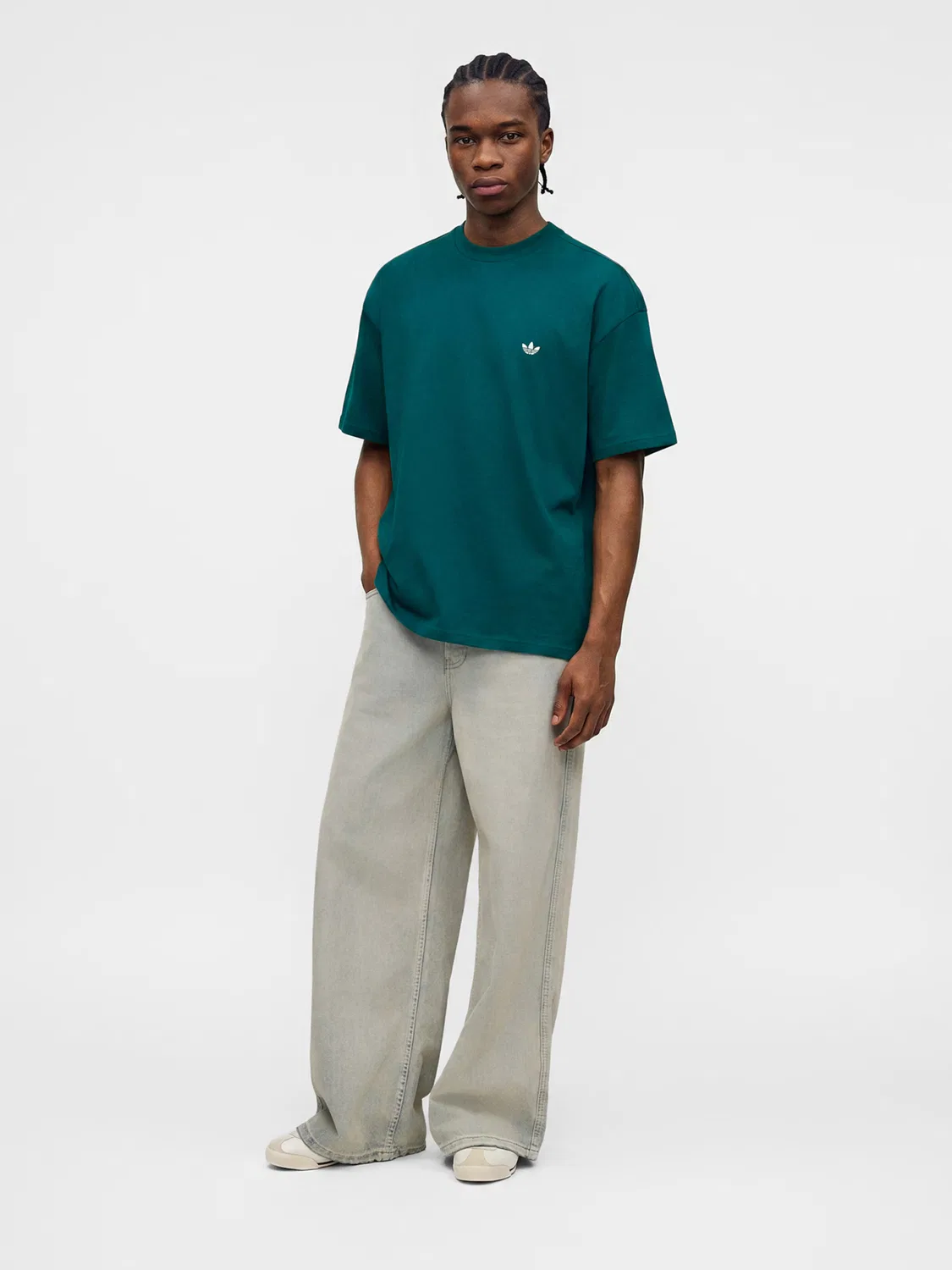 Футболка Adidas Originals Trefoil Essentials изумрудного цвета — фото 4