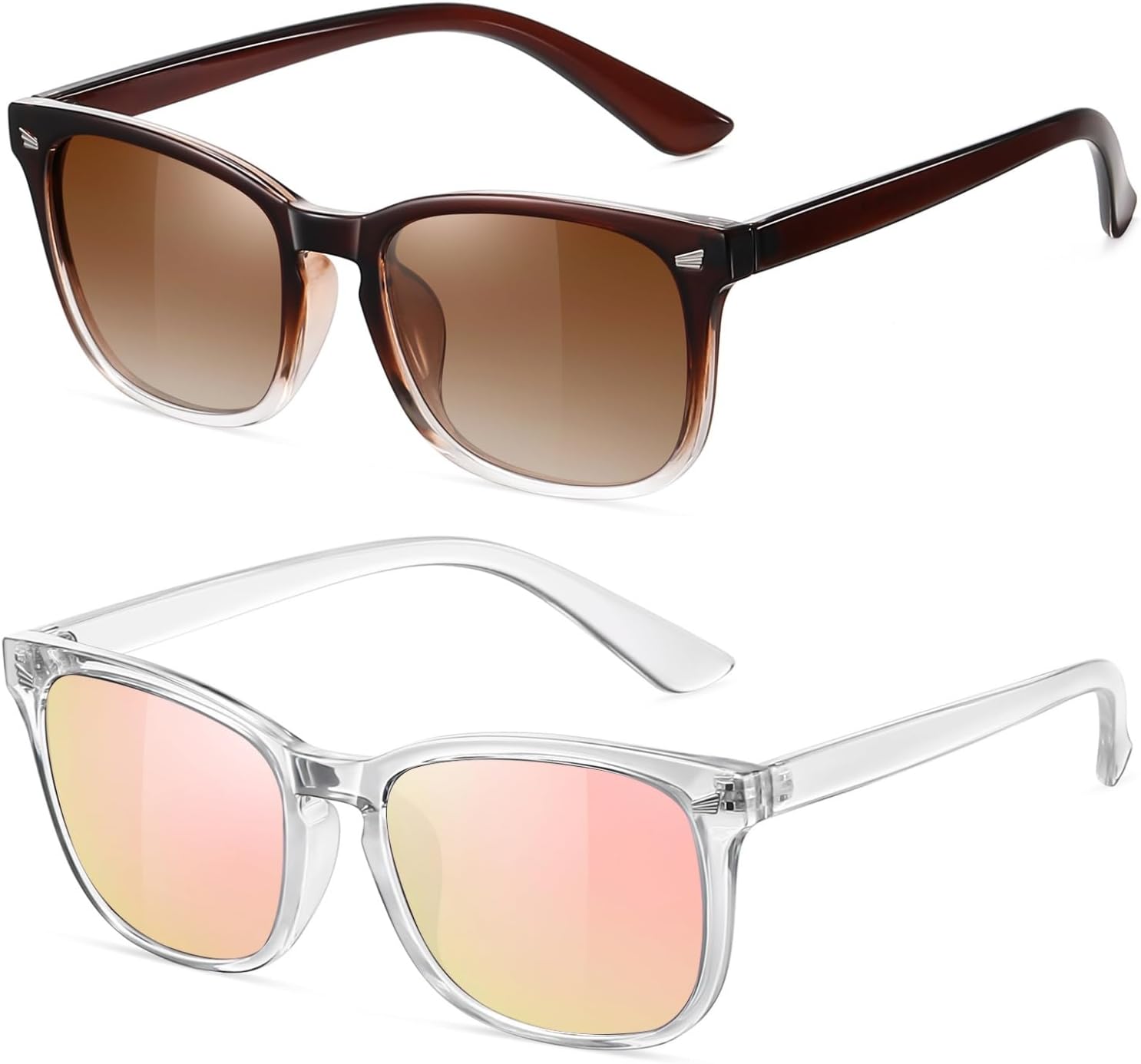 

Поляризованные солнцезащитные очки FEIDUSUN для женщин и мужчин. Классические модные солнцезащитные очки с защитой от УФ-излучения, A19 Dark Tea&transparent / Gradient Tea + Transparent / Rose Pink