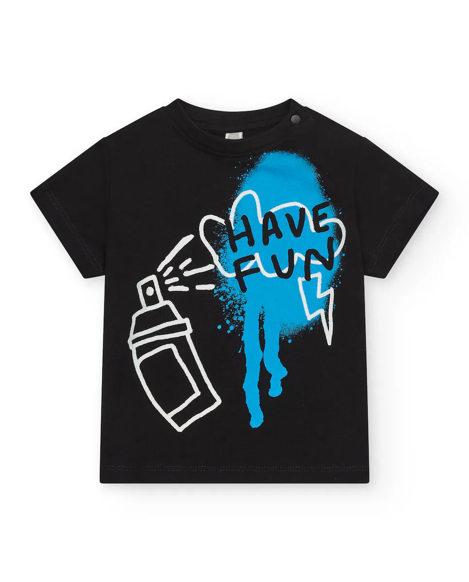 

Черная футболка для мальчика с надписью "Have Fun" Tuc tuc, чёрный