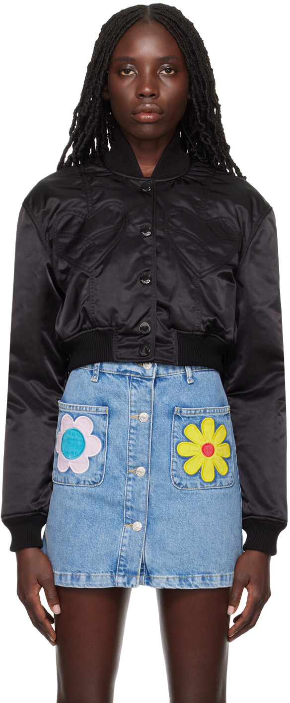 

Черный бомбер с вышивкой Moschino Jeans