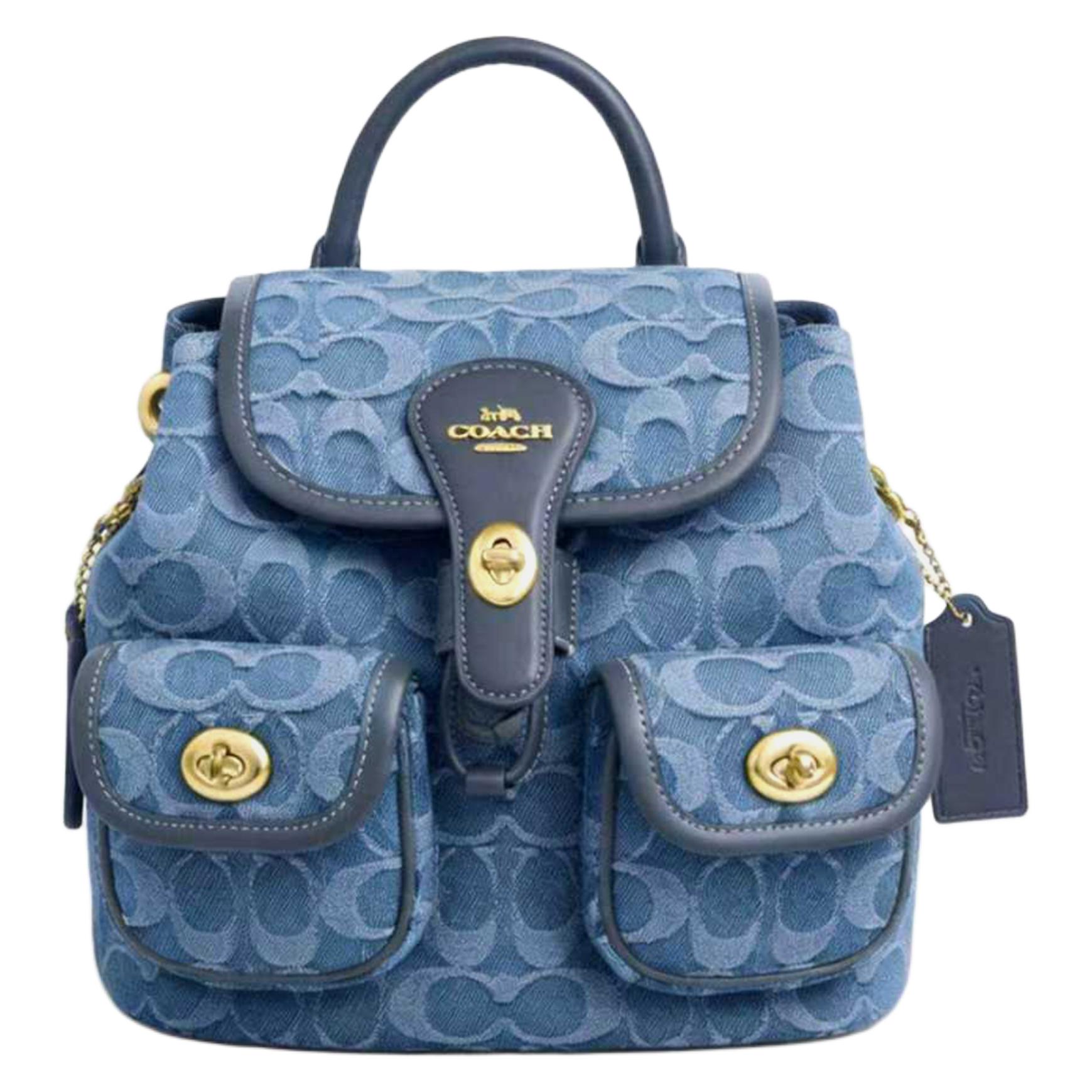 

COACH Рюкзак женский средний Hadley Fabric, Cow Split Leather, Indigo