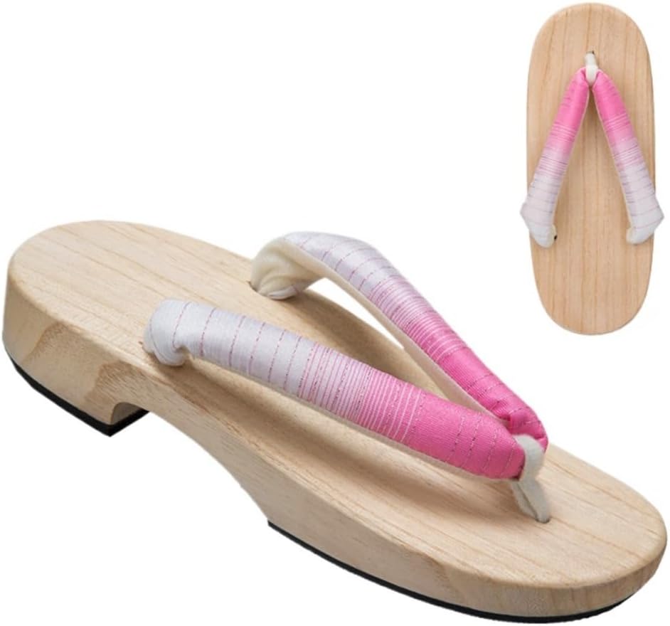 

Деревянные клоги для женщин, сандалии гета, японские таби, шлепанцы-нимы, мужские мюли, тапочки на платформе для подростков - для косплея, стояние весь день, костюм гейши, удобная прогулка Geerta, розовый