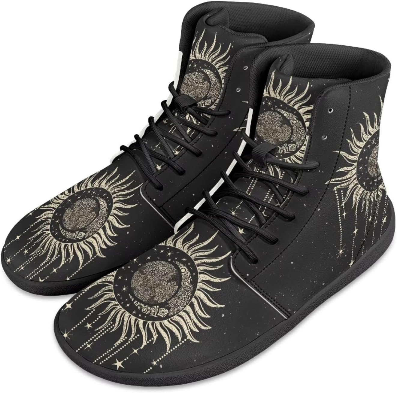 

Кроссовки Jeiento для мужчин и женщин с высоким верхом, босоножки в стиле бохо с мандалой, с широкой носочной частью, без подъема, повседневная обувь, кроссовки-тренеры, черный