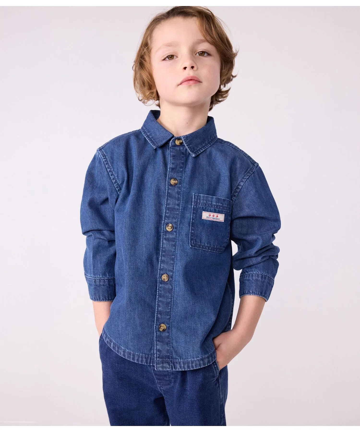 Детская рубашка PETIT BATEAU с длинным рукавом