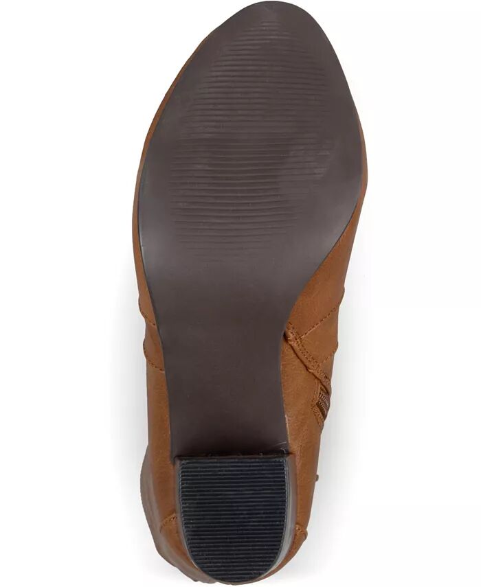 Женские сапоги Carver Wide Calf Block Heel до колена Journee Collection, коричневый/бежевый — фото 2