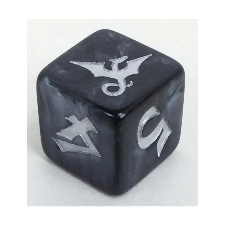 

d6 19 мм Shadow Die — черный водоворот с серебром, Dragon Dice (Black Oak)