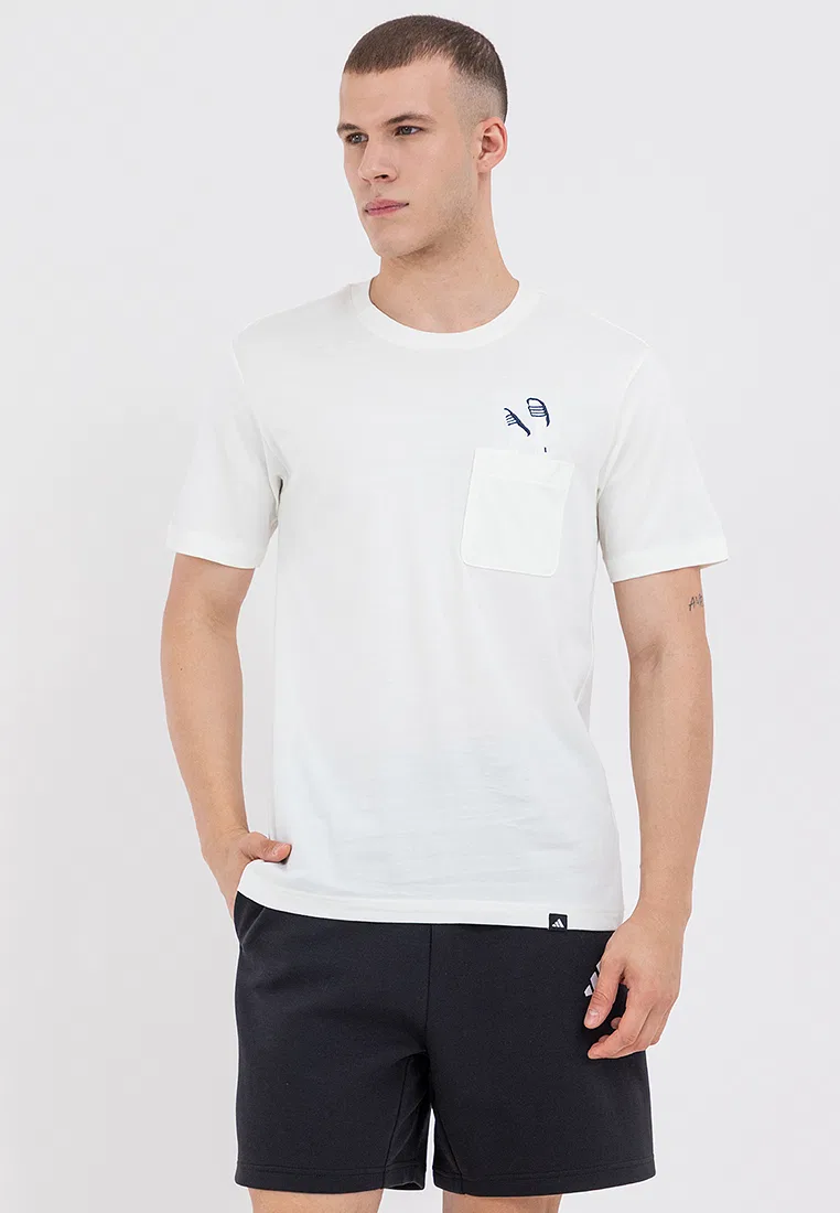 Футболка с принтом, Lounge Slides Graphic Pocket Adidas, белый