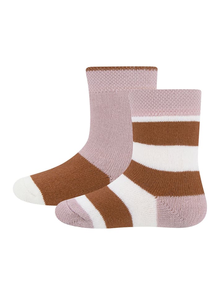 

Ewers Набор из двух носков, полосатые, цвета латте-пергамент-роза
