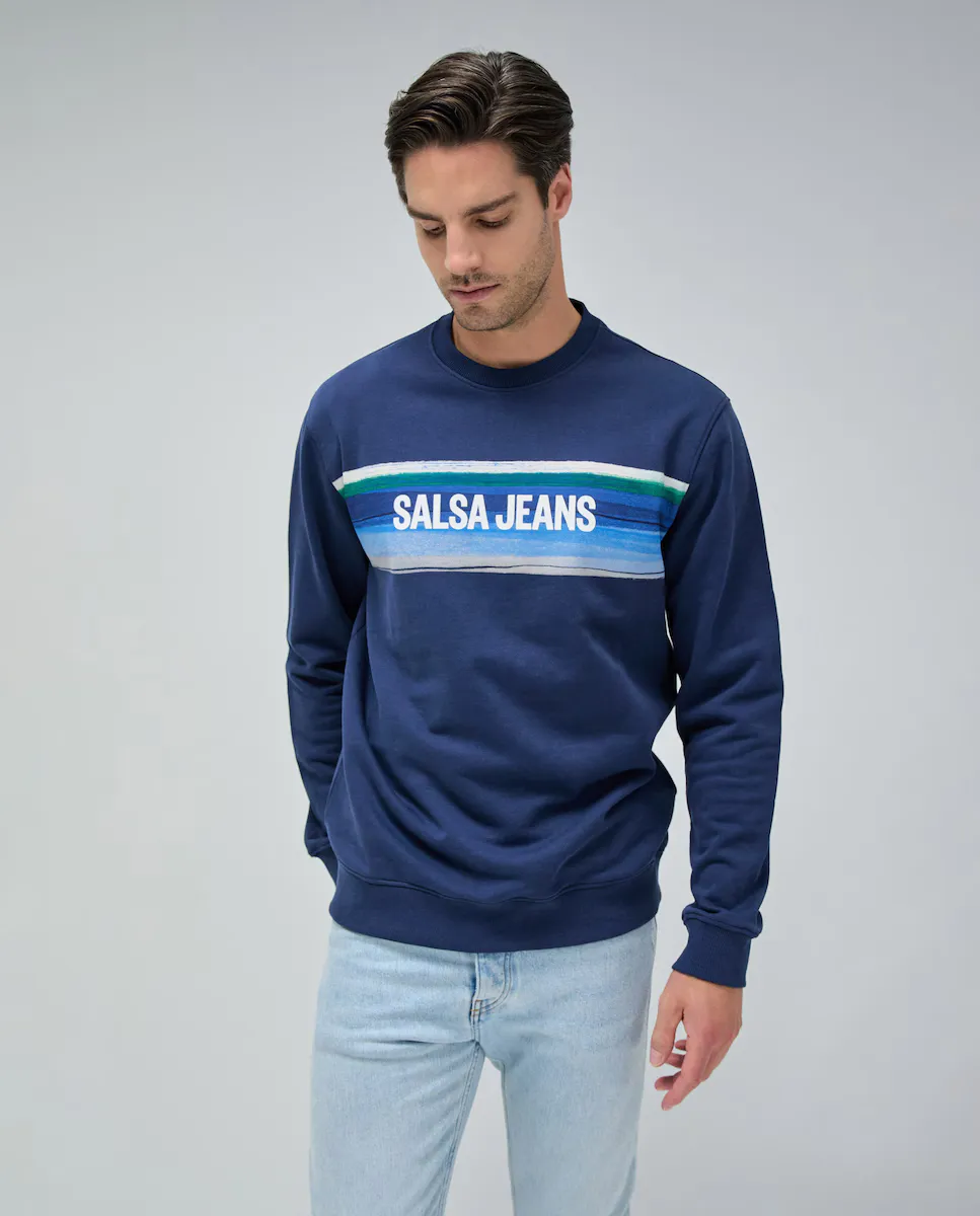 

Обычный мужской свитшот с логотипом Salsa Jeans, синий
