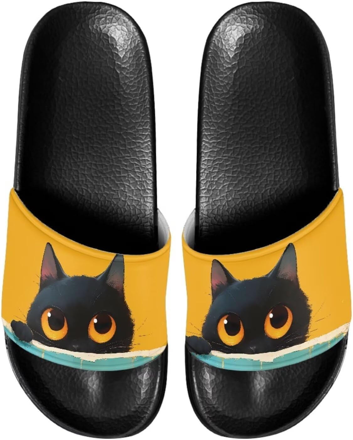 

Противоскользящие сланцы для женщин и мужчин, открытые босоножки для дома, удобные плоские шлепанцы для ванной и пляжа Annejudy, Cat Pattern