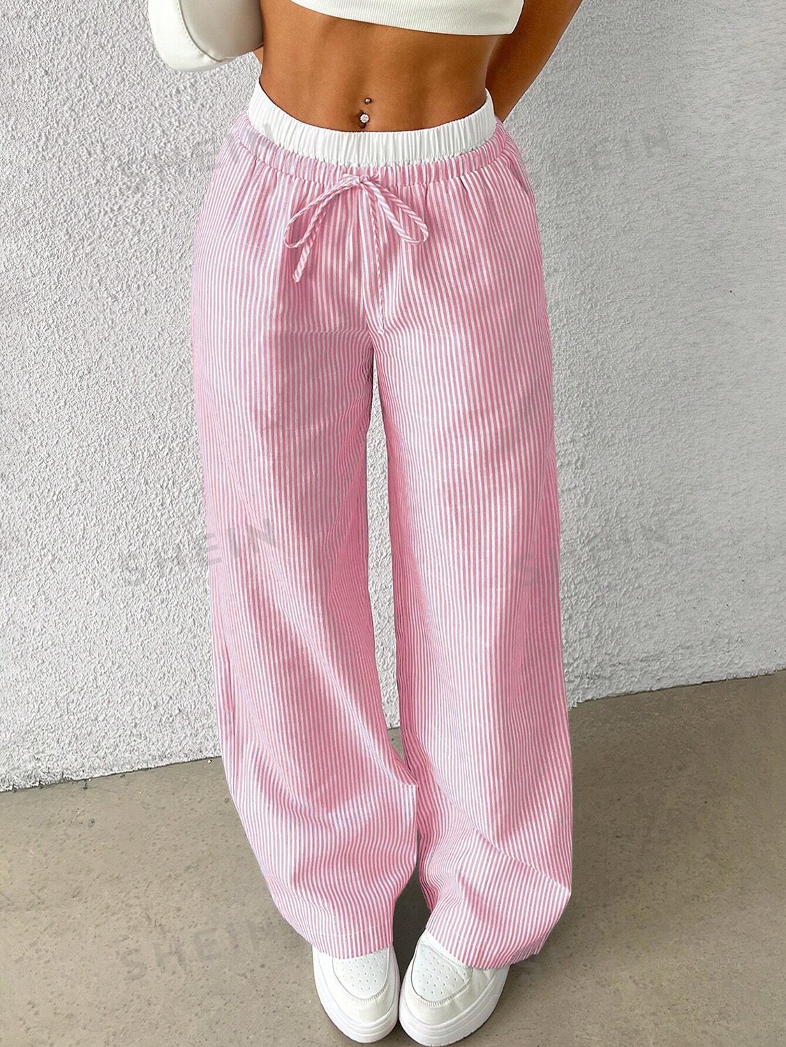 

EZwear Стильные Женские тканые брюки в розовую полоску Shein, розовый