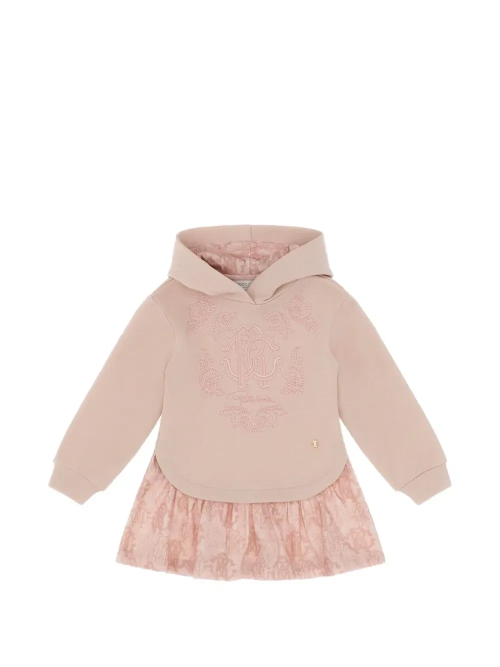 Платье с вышитым логотипом и эффектом многослойности Roberto Cavalli Junior, розовый