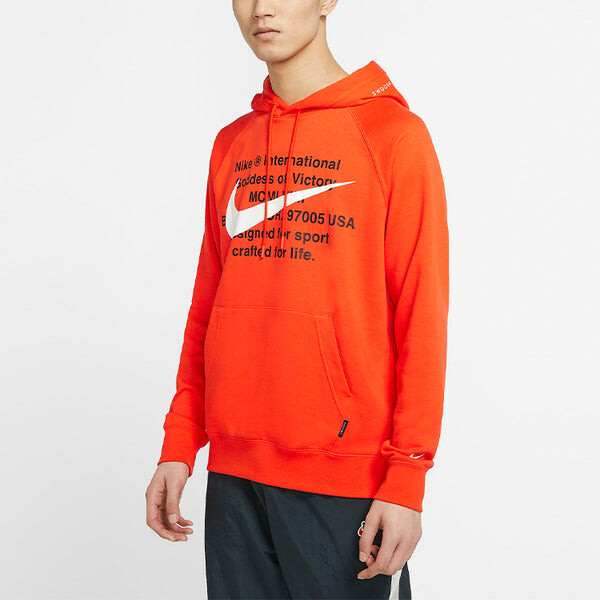 Толстовка Nike Sportswear Swoosh Large Printing Pullover Orange Red Orangered, красный — фото 4