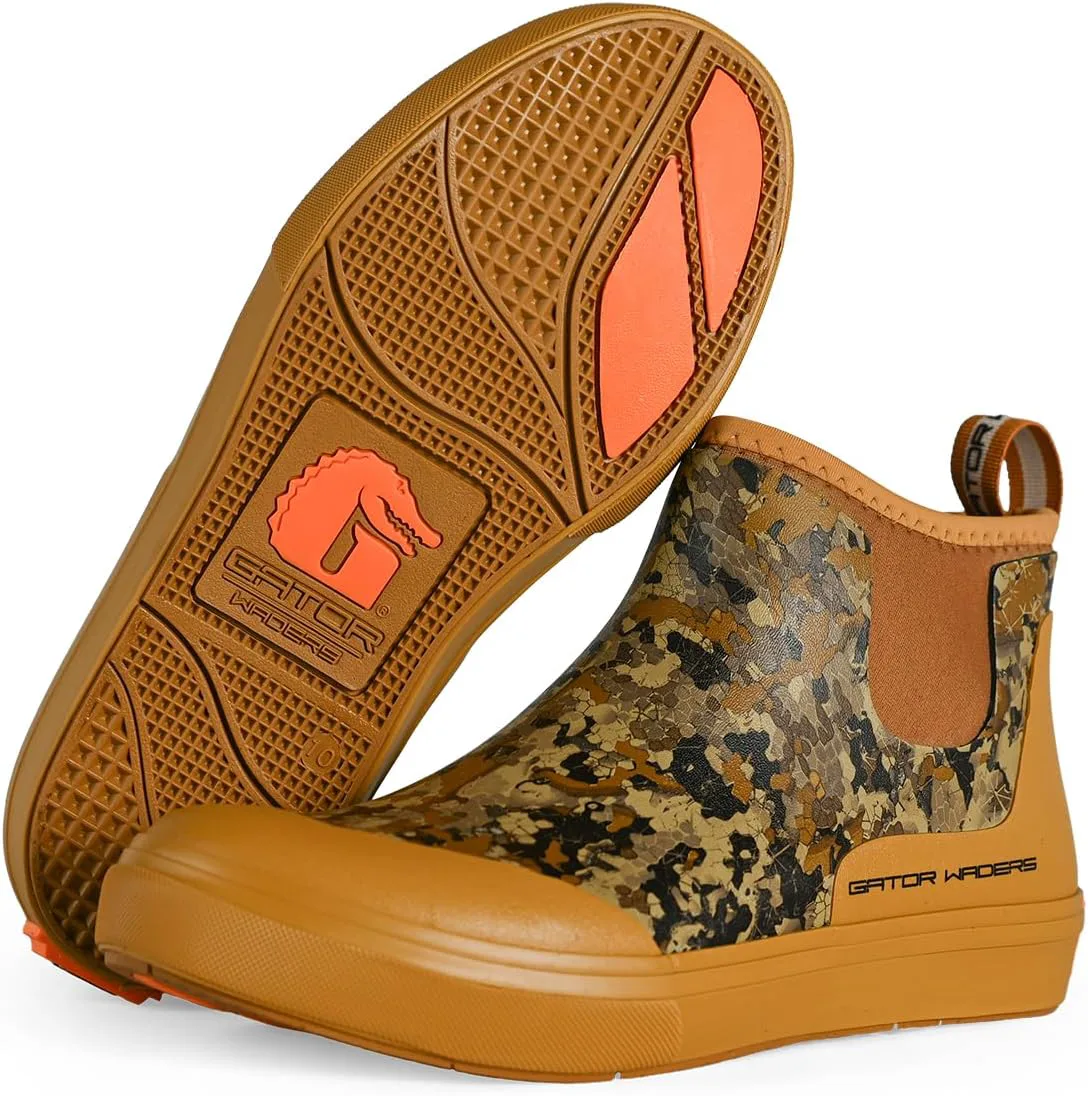 Мужские болотные сапоги Gator Waders - прочные водонепроницаемые ботинки до щиколотки с неопрена, устойчивые к скольжению, для кемпинга, рыбалки и походов, коричневый — фото 3