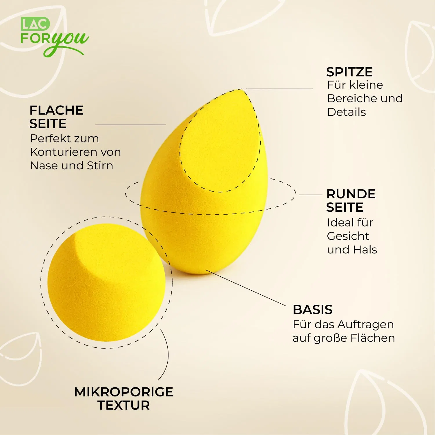 Набор из 5 спонжей для макияжа «Beauty Blender» от LAC FOR YOU Lac For You — фото 4