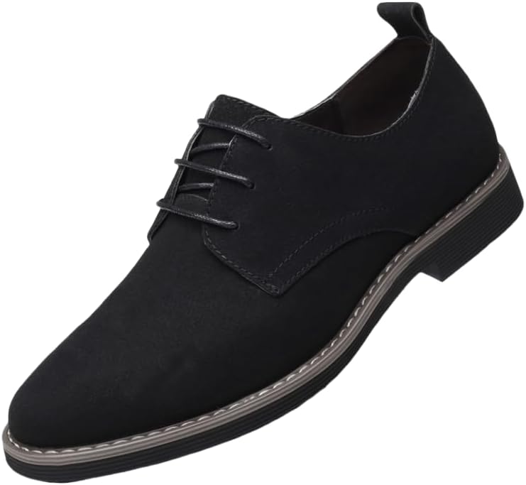 

Мужские замшевые туфли-оксфорды с круглым носком, шнуровкой, низкие, из нубуковой кожи, повседневные, классические деловые дерби Hhhchpm, черный