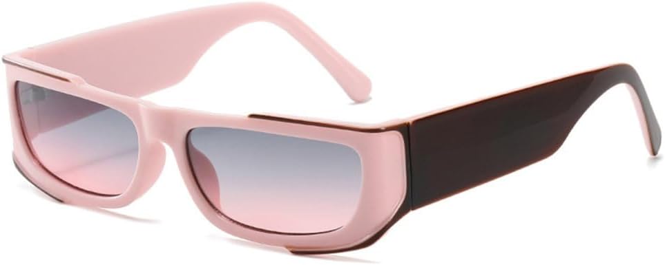 

Винтажные квадратные солнцезащитные очки 2027 года в тренде для женщин и мужчин, солнцезащитные очки для женщин в маленькой оправе в стиле панк, двухцветные MTZJH, Pink Gray Pink