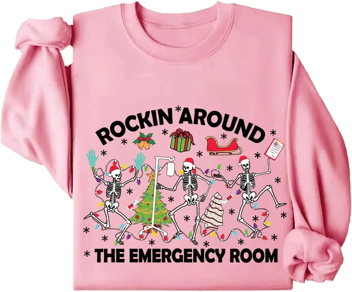 

Рождественская толстовка ER Nurse с принтом Rocking Around The Emergency Room Cynvor