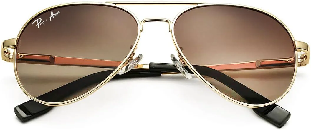 

Солнцезащитные очки Pro Acme Classic Polarized Aviator с поляризацией, 100% защита от УФ-излучения, размеры: 52 мм, 58 мм, 63 мм, B3 Gold Frame/Brown Gradient Lens