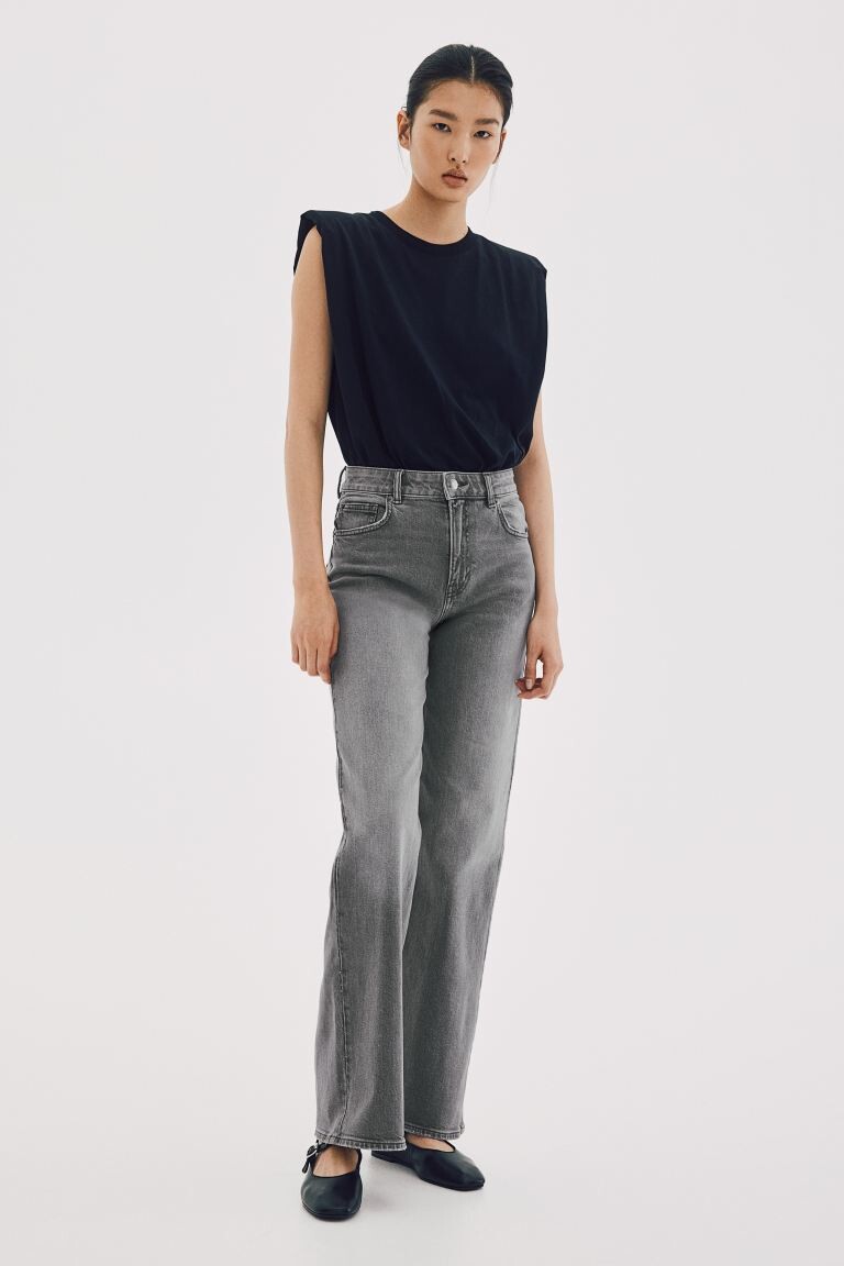 

Широкие высокие джинсы H&M, серый